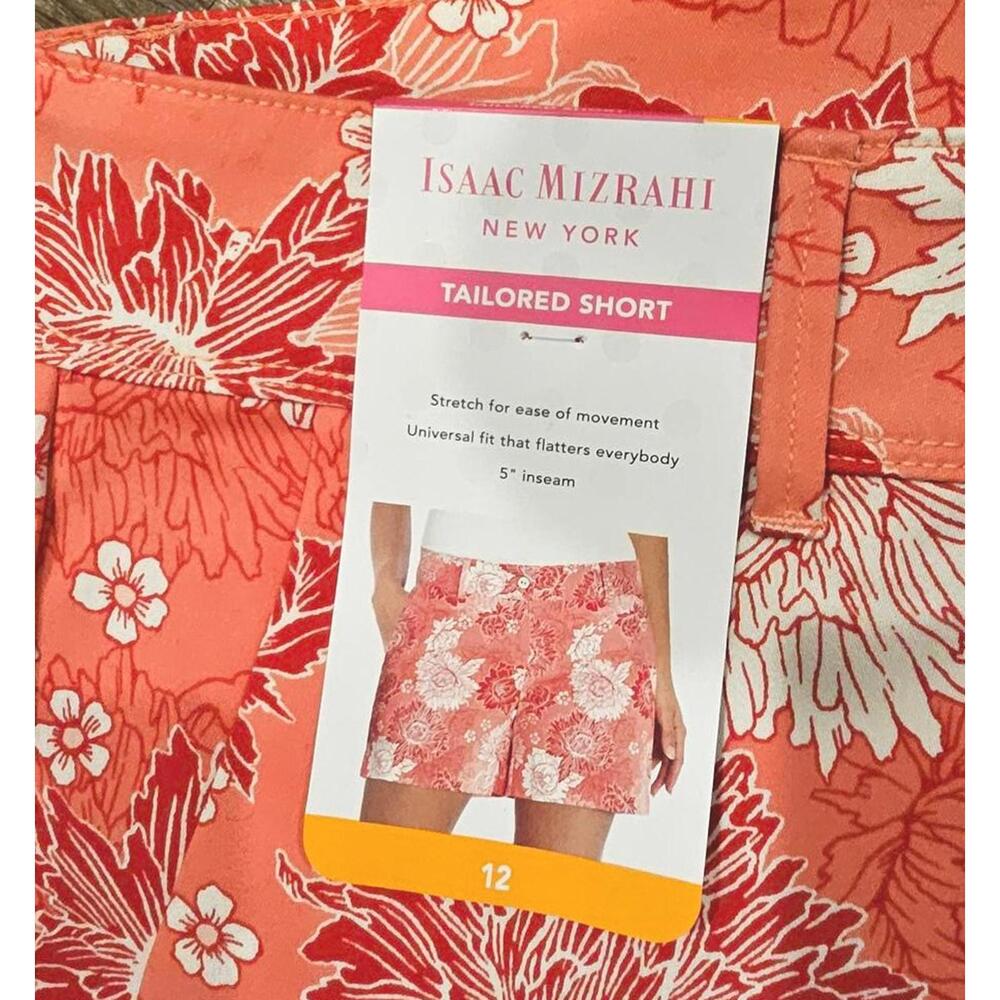Isaac Mizrahi Coral Floral Print Women's Casual Shorts Size 12 - Picture 5 of 5